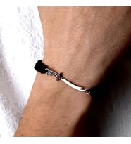 Gümüş Zülfikar Bileklik 925 Ayar Gümüş Zülfikar Kılıçlı Unisex İp Örgü Bileklik