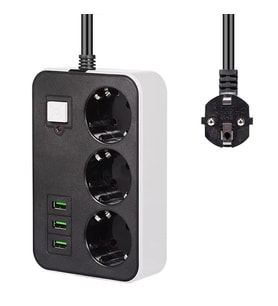3 USB’li 3’lü 1.8 m Akım Korumalı Priz (4887)