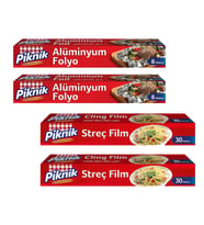 Piknik Alüminyum Folyo 8 m ve Streç Film 30 m 4 lü Karma Paket