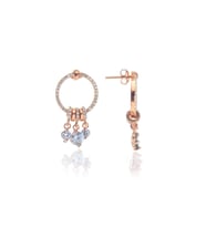 Söğütlü Silver Gümüş rose zirkon taşlı sallantılı ring küpe