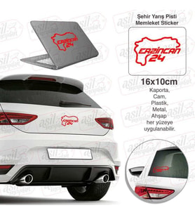 Erzincan İli 24 Plaka Kodu Memleket Yarış Pisti Kırmızı Sticker - Oto Araba Etiket, Aksesuar, Tuning