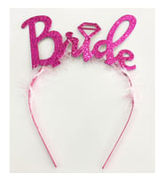 Fuşya Renk Bekarlığa Veda İtalik Yazı Alyanslı Bride Taç