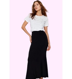 Kadın Maxi Etek Kalem Kalıp Örme Kumaş Günlük Casual Stil Hafta Sonu Yaz Aylarının Vazgeçilmezi (Siyah)