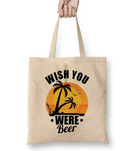 Cute Wish You Were Beer Funny Punny Beer Pun Bez Çanta Uzun Saplı