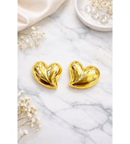 Elip Bombe Gold Renk Kalp Çelik Küpe