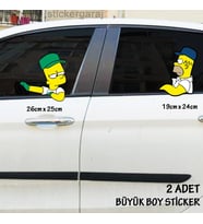 şapkalı sürücü yolcu cam sticker yeni nesil büyük boy etiket 2li