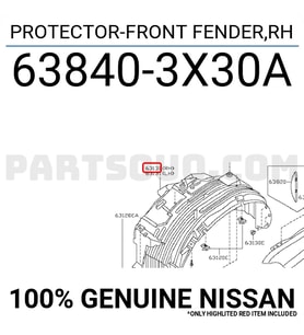 Nissan Navara Ön Çamurluk Davlumbazı Sağ 2005  (Oem No:  638403X30A)
