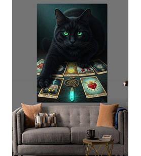 Siyah Panter Kara Kedi Tarot Kartları Dekoratif Kanvas - Mdf Ahşap Tablo