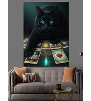 Siyah Panter Kara Kedi Tarot Kartları Dekoratif Kanvas - Mdf Ahşap Tablo
