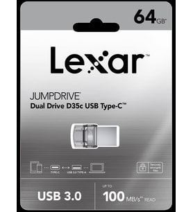 Lexar 64GB Usb 3.0 J.Drive D35c OTG Type-C 100MB-s Çift Taraflı Flash Bellek