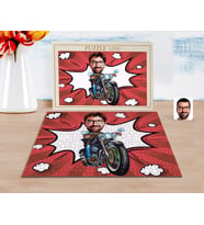 BK Gift Kişiye Özel Erkek Motorcu Karikatürlü 1000 Parça Profesyonel Puzzle-2