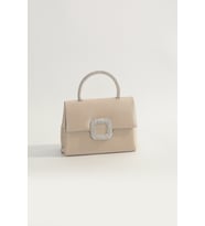 Shine Buckle Abiye El Ve Omuz Çantası (Krem)