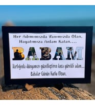 Babalar Gününe Özel Kişiselleştirilmiş Fotoğraflı Ahşap Çerçeve - Babam Yazılı Anı Çerçevesi