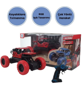 1:18 Ölçek Alloy Rock Crawler – RGB Işıklı Off-Road Uzaktan Kumandalı Araba (Kırmızı)
