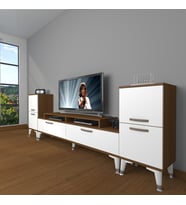 Decoraktiv Ekoflex On2 Slm Silver Tv Ünitesi Tv Sehpası - Ceviz Beyaz (Beyaz - Kahverengi)