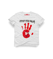 Tshirthane Filistin Stop The War Baskılı Erkek Dar Kesim Slim Fit t-shirt (Beyaz)