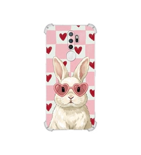 PrintiFy Oppo A5 2020 ile Uyumlu Pembe Pötikare Serisi Pembe Zıpzıp Tasarımlı Uv Baskılı Köşe Korumalı Antişok Kılıf