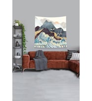 Sarı Tırmanan Iki Kartal Leke Tutmaz Kadife Kumaş Duvar Örtüsü Duvar Halısı Tapestry KWLL325, 70 x 70