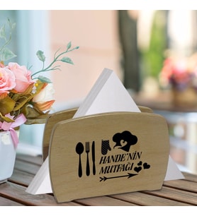 BK Gift Kişiye Özel İsimli Lüks Ahşap Peçetelik-10
