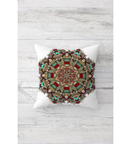 Mandala Desenli Çift Tarafı Baskılı Gizli Fermuarlı Yastık Kılıfı Kırlent Koltuk Yastık Kılıfı (Turkuaz)