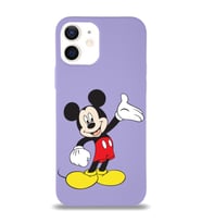 Apple iPhone 12 Uyumlu Lansman Kılıf Mickey Mouse Tasarımlı Altı Kapalı İçi Kadife Kaplı  Kapak (Şeffaf)