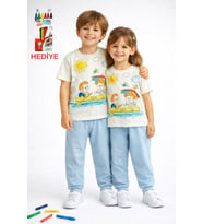 En Sevimli Figürleri Özel Kalemi ile BOYANABİLİR Çocuk Pijama Takımı (Yıkama Sonrası Leke Bırakmaz)