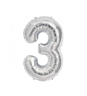 3 Rakam Gümüş Folyo Balon 32 inc 72 cm