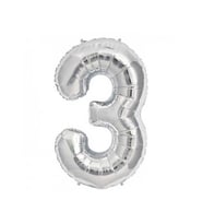 3 Rakam Gümüş Folyo Balon 32 inc 72 cm
