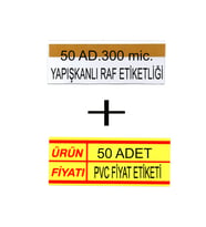 Pvc Arkası Yapışkanlı Raf Önü Fiyat Etiketliği + Silinebilir Fiyat Etiketi 50'li Set