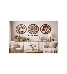 Resim çerçevesi çiçekler ve canım ailem çerçeve 50 cm çiçekler 30 cmdir.no 14