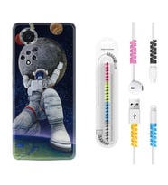 Huawei Nova Y70 Y90 Nova 9 SE  Kılıf Kablo Koruma Spiral Silikon Astronot ve Dünya 1759