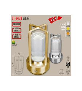 VEGAS ŞARJLI MASA LAMBASI GOLD DOKUNMATİK (CT-8439)