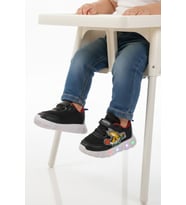 Ruffon Füme Cırtlı Işıklı Fileli Hafif Bebek Spor Ayakkabı 1015 B (Siyah)