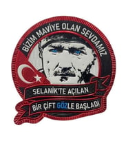 ''Bizim Maviye Olan Sevdamız" Yazılı Atatürk 7 cm 3D Plastik, Yeni Tip, (Çok Renkli)