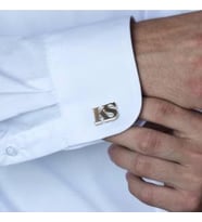 İkili Harf Model 925 Ayar Gümüş Erkek Kol Düğmesi Özel Gün Hediyesi