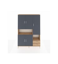 Arges Dolap 10 Raflı 2 Çekmeceli 5 Kapaklı 132x30x195 Çam-Antrasit/Çam