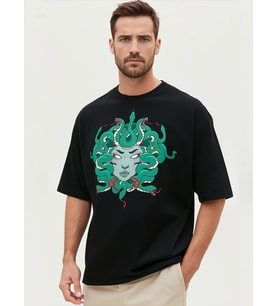 MEDUSA OVERSİZE UNİSEX T-SHİRT (Siyah)