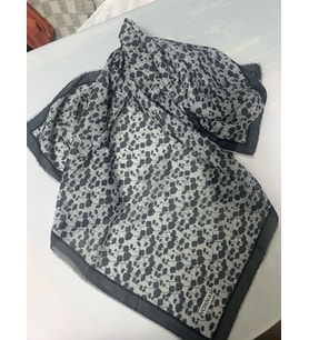 KADIN PAMUKLU GRİ FÜME ÇİÇEK DESENLİ ETNİK ŞAL