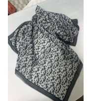 KADIN PAMUKLU GRİ FÜME ÇİÇEK DESENLİ ETNİK ŞAL