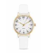 Kadın Kol Saati Beyaz Deri Kordon Sarı Kasa Beyaz Analog Kadran ST-304458