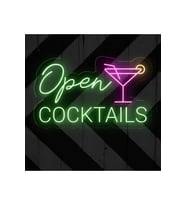 Open COCKTAILS Yazılı ve Şekilli Neon Tabela