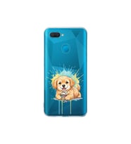 Oppo AX7 ile Uyumlu Splash Köpek Tasarımlı Şeffaf Silikon Kılıf
