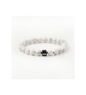 Unisex - Beyaz Jade Doğal Taşlı < Hematit Destekli > Elegant Bileklik