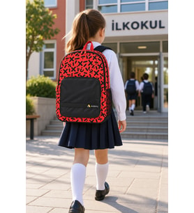 Grafiti Game Siyah Kırmızı İlkokul Okul Çantası Çocuk Öğrenci Sırt Çantası Günlük 44 x 30 x 14