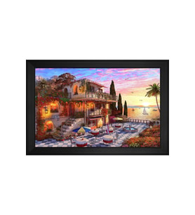 Manzara Temalı Kanvas Tablo 80 x 110 cm Siyah Çerçeve