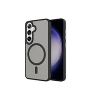 Samsung Galaxy S24 Uyumlu Kılıf Sert PC Arka Yüzey Wireless Şarj Özellikli Zore Flet M-safe Kapak (Siyah)