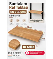 10 Adet - Suntalam Raf Tablası 60x30 cm Safir Meşe Ahşap Raf Konik Dikme Sistemleri ile Uyumlu