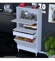 Eliusta Defne 70 cm Çok Amaçlı Mutfak Bakliyat Kiler Banyo Dolabı Kahve Köşesi Sepetli Dolap 70x163x32 cm