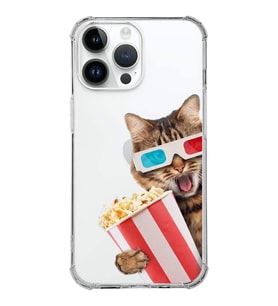 PrintiFy Apple iPhone 14 Pro Uyumlu Kedi 1 Baskılı Şeffaf Köşe Korumalı Antişok Kılıf
