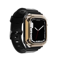 Apple Watch 7 45mm Zore KRD-88 Sert PC Kasa Koruyuculu Silikon Kordon (Gold)